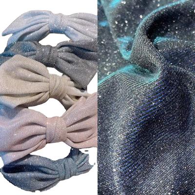 China Wholesale Fluorescent Fabric Glitter Fabric Radiation Blocking Fabric 100% Polyester Shine Knit For Wedding Dress Casual Dress for sale