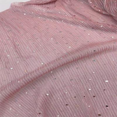 China Shiny Memory Knit Metallic Pleated Fabric For PROM Evening Wear for sale