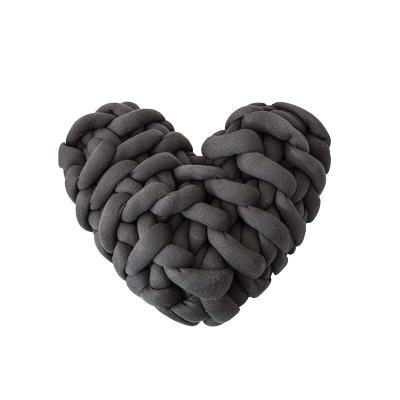 China Anti-pilling breathable cotton filled solid color knitted heart knot pillow cushion with 100 cotton pillow cases for sale