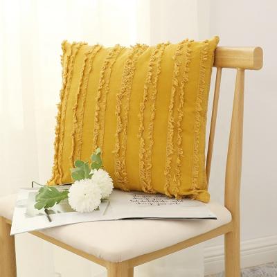 China Ornate Boho Folded Macrame Knit Wholesale 100% Cotton Tile Crate Tassel Cushion Cover for sale