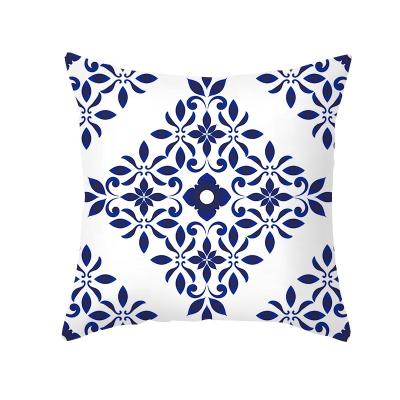 China Non-Toxic Vintage Blue And White Chair Porcelain Fabric Painting Designs For 18 Inch Pillow Covers Pattern for sale