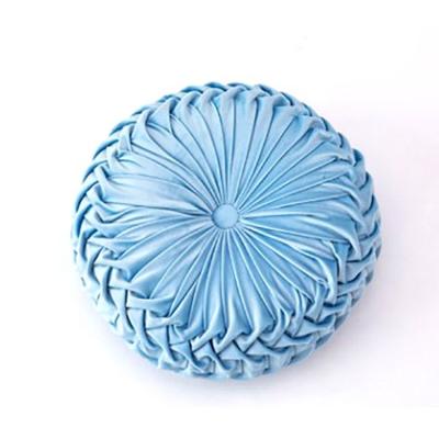 China Factory Outlet Non-Toxic Pleated Luxury Solid Color Velvet Round Floor Cushion Covers Custom Made for sale