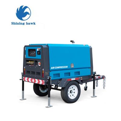 China Lubricated Diesel Mobile Screw Air Compressor Hot Sale Products for sale