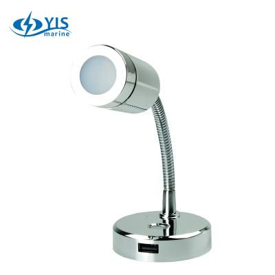 China Modern YIS Marine Flexible Arm Reading Light with USB Charging Socket for Caravan Motorhome Marine Camper for sale