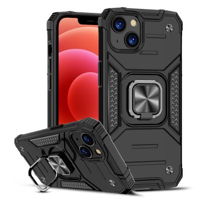 China Anti-drop Leyi armor grade back cover tpu hard PC cases with ring kickstand phone case for iphone 13 pro max for sale