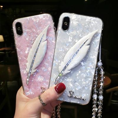 China Leyi Shockproof Cute Shiny 360 Diamond Feather TPU Material Transparent Epoxy Cover Full Protect Phone Case For Huawei nova 7 for sale