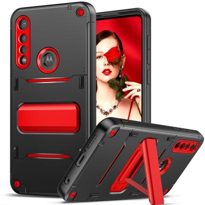 China Leyi Shockproof Luxury Hybrid 2 in 1 Magnetic Car Holder with Kickstand Universal Cell Phone Case for Motorola Edge S Moto G Power for sale