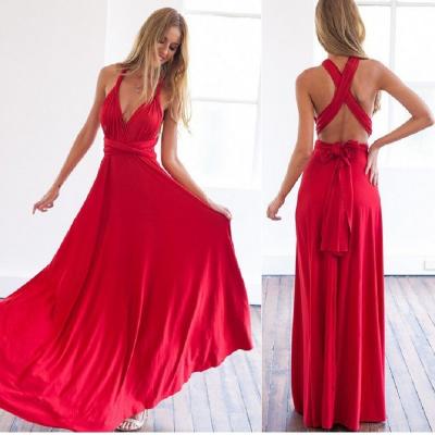 China New Breathable Spandex and Cotton Bridesmaid Dresses Long Evening Maxi Dress Backless Floor Length Multi-way for sale