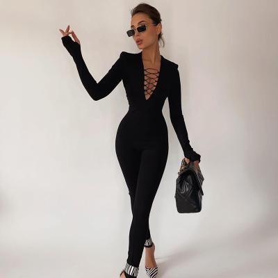 China 2022 new arrivals QUICK DRY chic casual long sleeve bodycon long sleeve jumpsuit fashionable jumpsuit for sale