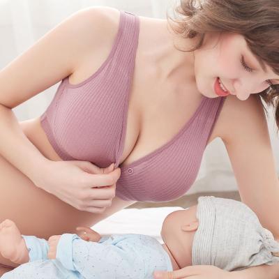 China Maternity Care Summer Cotton Breathable Nursing Bras Plus Size Easy Feeding Wire Free Bra For Women for sale