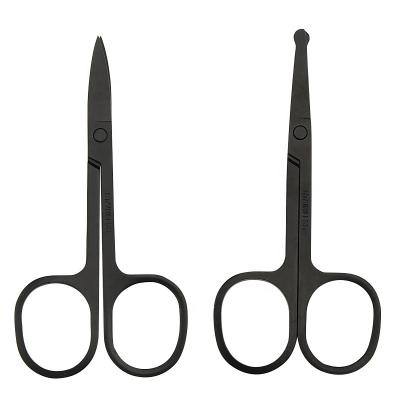 China Right handed scissors curved and rounded facial hair scissors, safety use for eyebrows, nose hair and beard trimming scissors for sale