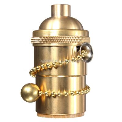 China Antique Screw Vintage Retro Zipper Switched Socket E27 Edison Pendant Lamp Light Bulb Holder for sale