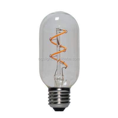 China Restaurant Vintage 2 Watt Dimmable LED Filament Tubular Spiral Light Bulb E27 220V for sale