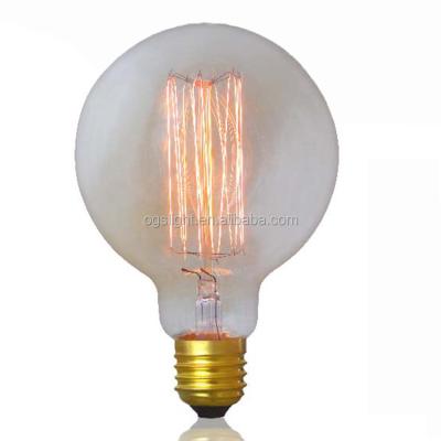 China Hotel Zhongshan Supplier Large Round Clear Vintage E27 40W 230V G95 Edison Light Bulb for sale