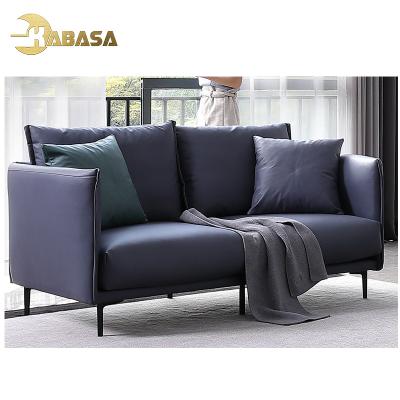 China 2021 removable cover hot sale vegan leatherette like sofa 2 seat loveseat dark blue couch for sale