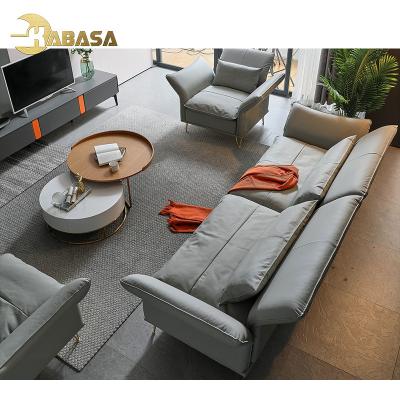 China Modular Gray Tech Leather Like Waterproof Modern Style With Steel Leg Strong Living Room Sofa Set for sale