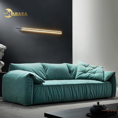 China 3 seater velvet sofa living room fabric furniture modular light green sofas for sale