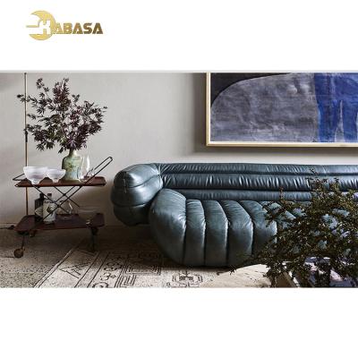 China Kabasa Modular Contemporary Modern Modular Blue Sectional Leather Sofa For Home for sale