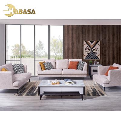 China Comfortable And Soft Soft Beige Fabric Upholstered 3 2 1 Set Sectional Living Room Sofa American Style for sale