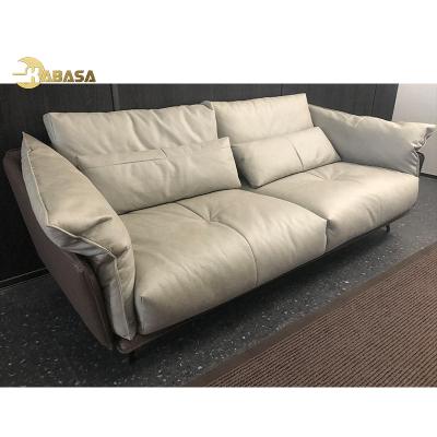 China 2 Seat Modular Vegan Like Leather Lounge Down Feather Sectional Sofa for sale