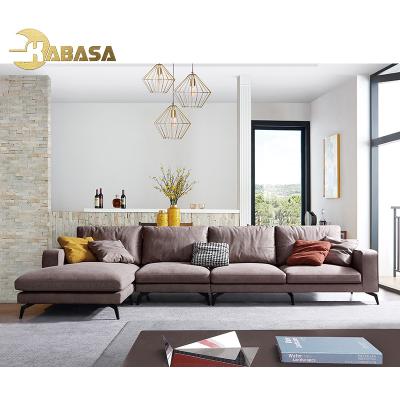 China Light Brown Fabric L Shape Modular Sofas 2c American Style Corner Sectionals for sale