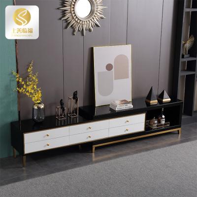 China Customizable Modern Wood Tv Stand Living Room Furniture Modern High Gloss Tempered Glass MDF Metal Metal TV Leg Cabinet for sale