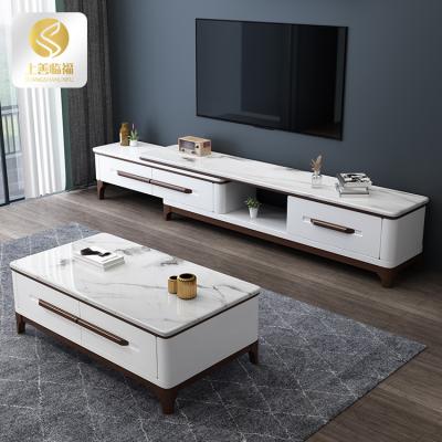 China Custom Modern Wood Walnut Tea White Coffee Table With Modern Design Marble Top Coffee Table for sale