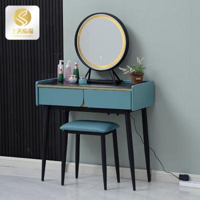 China Good Quality Solid Color Dresser Tables And Chair Set Custom Modern Comfortable Bedroom Furniture Dressing Set for sale