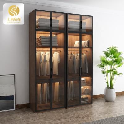 China Customizable Hot Sale Modern Style Wooden Glass Door Room Door Wardrobe Modern Main Wardrobe Wardrobe for sale