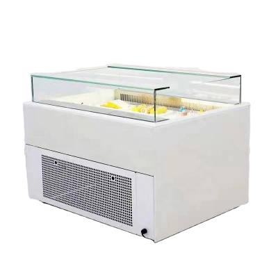 China Commercial Single-Temperature Island Freezer Curved Door Glass Fan Cake Display Cooling Cooler for sale