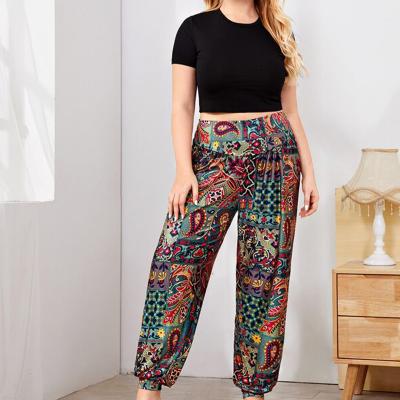 China Anti-wrinkle Popular Casual Women's Trousers and Pants Plus Size Loose Printed Bottoms Ankle-Length Daily Floral Trousers Ladies Trousers for sale