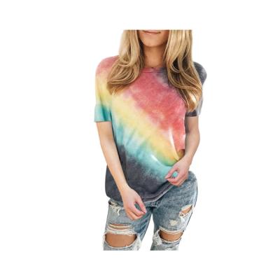 China high quality Anti-wrinkle tie dye printing T-shirt machine women shape casual clothes with factory price for sale