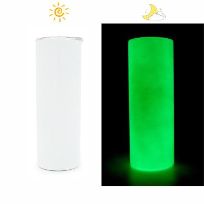 China USA Freeshipping Durable Double Wall Insulated Tumblers Sublimation Stainless Steel White Glow In Dark Straight 20 Oz Tumblers for sale