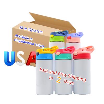 China USA Free Shipping Wholesale Custom Logo Double Wall Stainless Steel Insulated Kids Water Bottle 12Oz Kids Sublimation Tumbler for sale