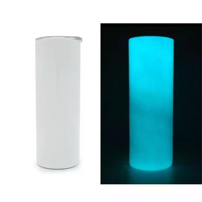 China Viable Us Warehouse Sublimation Blank Tumbler 20oz Luminescent Paint Stainless Steel Slim Straight Glow In The Dark for sale