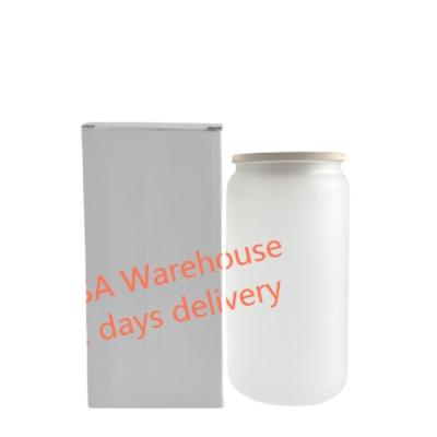 China Wholesale Viable Sublimation Blank Frosted Tumbler Drinking Water Glass Borosilicate Glass Mug From US Warehouse for sale