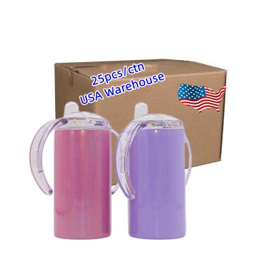 China Free Shipping Kids 12oz Sippy Cup Double Wall Stainless Steel Insulated Sublimation White Dummy Tumbler From US Sustainable Warehouse for sale