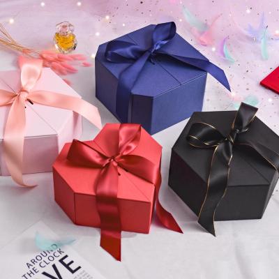 China Recyclable Cardboard Gift Box Hot Sale Custom Packaging Box Luxury Wedding Magnetic Gift Box With Ribbon for sale