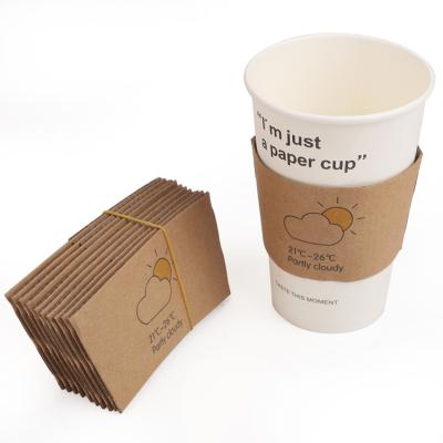 China Customized Disposable Disposable Heat Resistant Paper Coffee Cup Sleeve Cold-Hot Drinks Coffee Cup Packaging Sleeves High Quality for sale