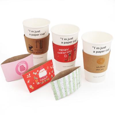 China Logo Food Grade Wholesale Different Customized Disposable Style Biodegradable Cold Hot Drink Packaging Custom Coffee Cup Sleeves for sale