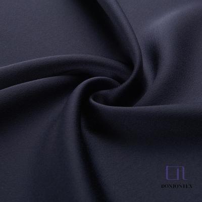 China Factory price small size anti-static weft elastic polyester satin 100% soft shiny silky fabric for dress, pajamas and abaya for sale