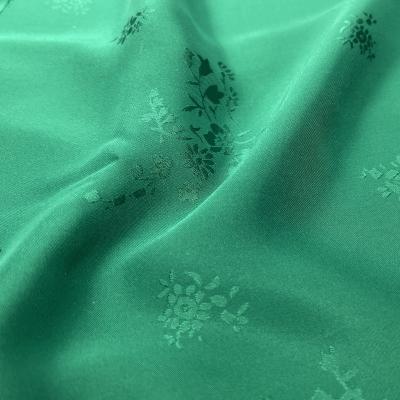 China New Flower Design Sustainable 100% Polyester Woven Imitate-Acetate 75D Satin Jacquard Ride-antic Fabric For Dress / Sleepwear for sale