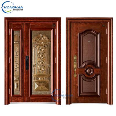 China Low price luxury high quality single exterior security double swing design steel door price for sale