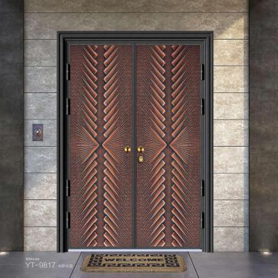 China Solid Wood Residential Double Swing Entry Door Flush Door Panel Red Light Sliding Glass for sale