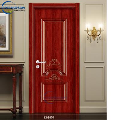 China Sound Insulation Interior Door Solid Teak Wooden Door Wood Carving Frame Door Interior Wood for sale