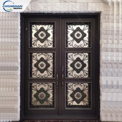 China Eco - Friendly Flat Surface Double Entry Wrought Iron Doors Wrought Iron Doors Iron Front Doors for sale