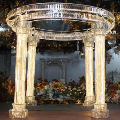 China 2020 New Eco-friendly Wedding Props Iron Crystal Chandelier Castle Arch Wedding Decoration Ceremony for sale