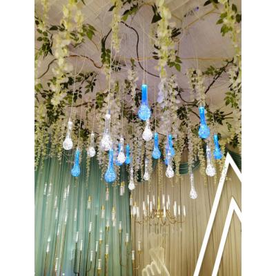 China Acrylic Lighting Hanging Ceiling 10 Heads Water Drop Chandelier Wedding Decoration Lamp Acrylic Stage Decoration for sale