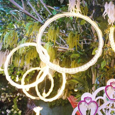 China Wedding Props Happiness Five-Ring LED Clear Strip Bright Acrylic Lights With Warm Circle Light Hanging 10-piece Five-piece Light Bases for sale