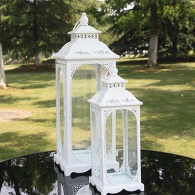 China Wedding Photography Windproof Landing Props Wrought Iron Weddings Glass Wind Lamp European Candlestick Decoration for sale